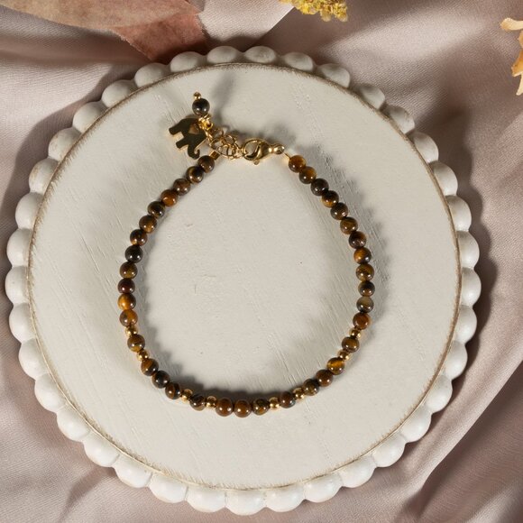 Bracelet Adjustable Handmade Clear Crystal tiger eye stone multicolored Gift - Picture 5 of 6